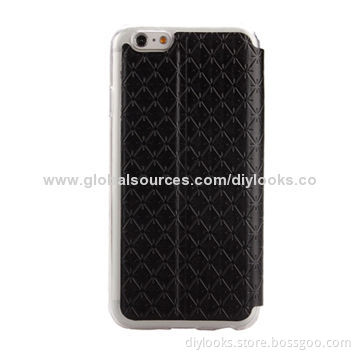 Diamond Pattern Horizontal Flip Leather Case with Holder, for iPhone 6